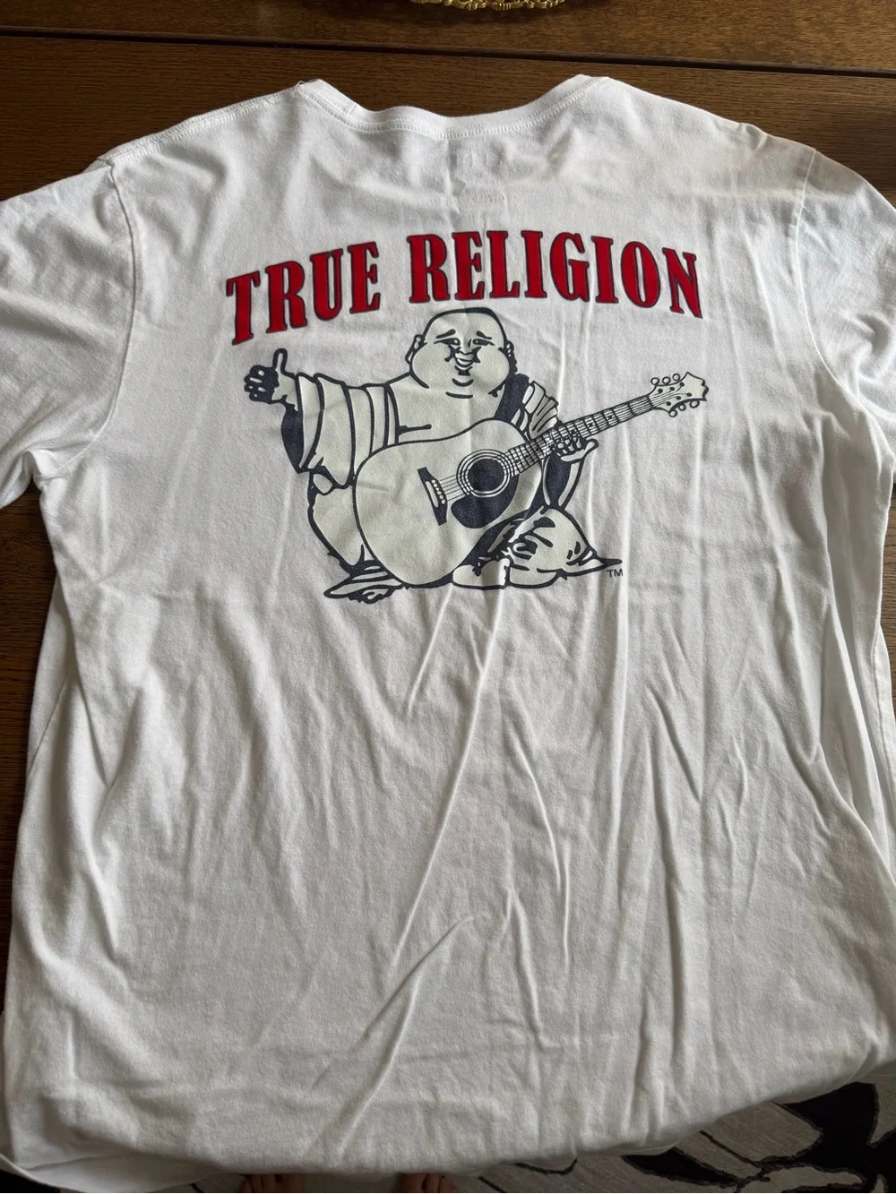True Religion White Short-Sleeve Tee with Red Logo